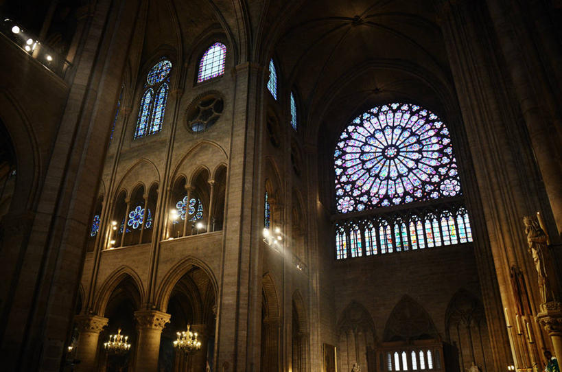无人,横图,室内,白天,日光,法国,巴黎圣母院,拱门,首都,摄影,宗教,基督教,法国文化,彩色玻璃,彩图