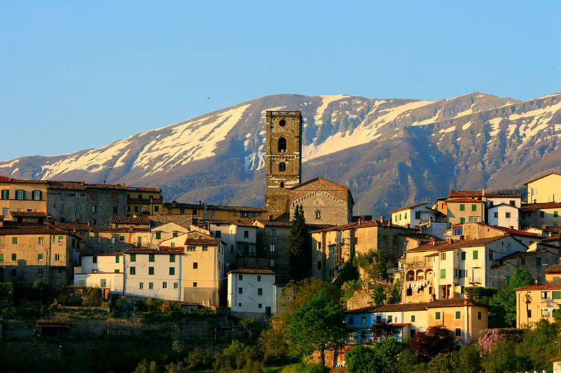 无人,横图,室外,白天,山,雪,建筑,意大利,房屋,屋顶,城镇,树,天空,自然,摄影,托斯卡纳区,卢卡,彩图