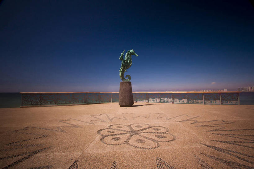 无人,横图,室外,白天,雕塑,墨西哥,艺术,沙子,水平线,风景,自然,摄影,宁静,拉丁美洲,万里无云,哈利斯科州,巴亚尔塔港,海滩,彩图