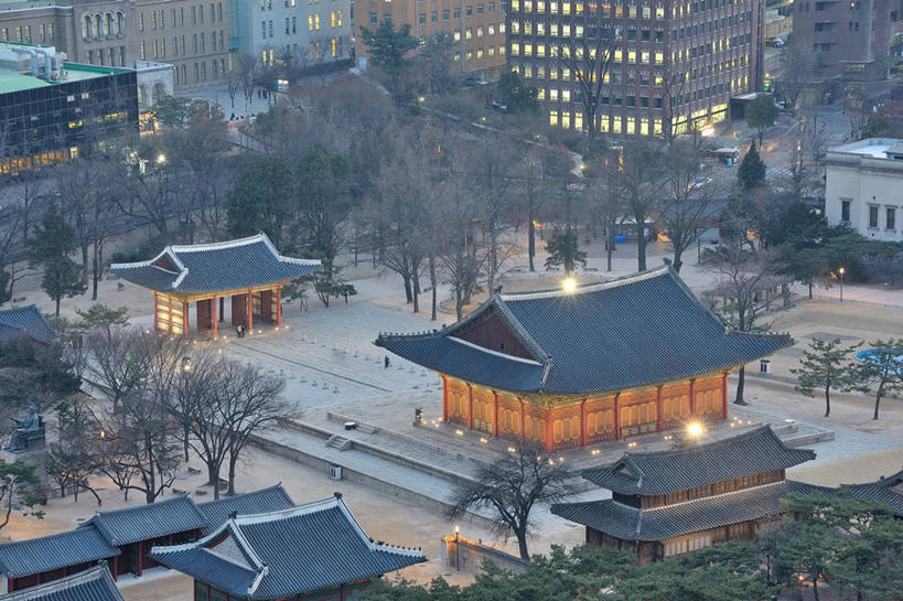 无人,宫殿,横图,俯视,室外,白天,度假,美景,城市风光,城市,建筑,首尔,韩国,景观,首都,历史,娱乐,树,享受,休闲,景色,放松,摄影,宁静,照亮,德寿宫,彩图,高角度拍摄