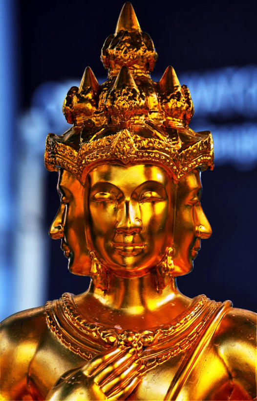 无人,竖图,室内,特写,曼谷,泰国,光线,标志,雕像,符号,光芒,首都,历史,标识,金色,摄影,宗教,佛教,神殿,性别符号,彩图,四面佛,男性符号