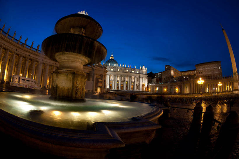 无人,横图,室外,夜晚,鱼眼镜头,建筑,意大利,首都,摄影,照亮,意大利文化,万里无云,彩图