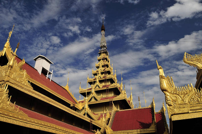 无人,横图,室外,仰视,建筑,缅甸,亚洲,云,天空,黄昏,摄影,东南亚,佛教,宗教建筑,缅甸联邦,曼德勒,省会,曼德勒省,彩图,低角度拍摄,缅甸文化