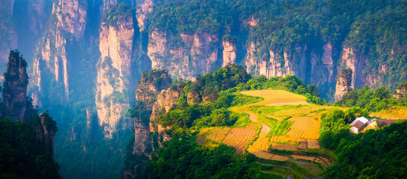 无人,农场,横图,全景,俯视,航拍,室外,白天,农业,张家界,日光,悬崖,风景,自然,摄影,宁静,鸟瞰,湖南省,自然地理,彩图,高角度拍摄