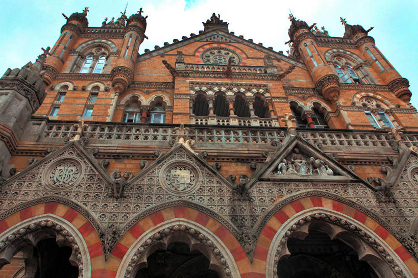 无人,横图,室外,特写,白天,仰视,建筑,印度,云,拱门,历史,天空,摄影,印度文化,孟买,彩图,低角度拍摄