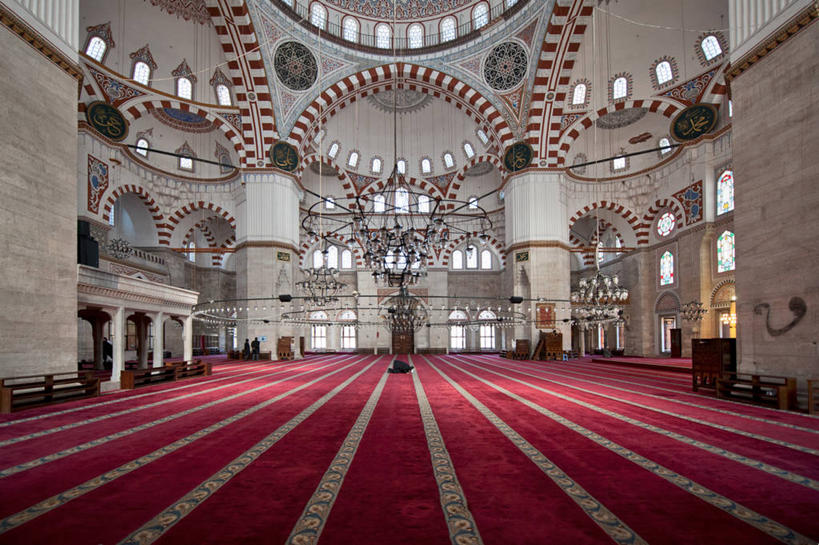 横图,室内,地板,地毯,欧洲,柱子,拱门,摄影,宗教,伊斯兰教,清真寺,水晶吊灯,伊斯坦布尔,奥斯曼帝国,彩图
