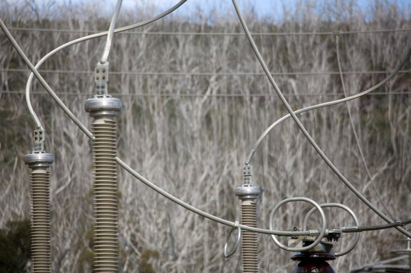 无人,横图,室外,特写,白天,澳大利亚,篱笆,联系,草,工业,摄影,电,水电站,水力发电,新南威尔士,彩图,电力电缆