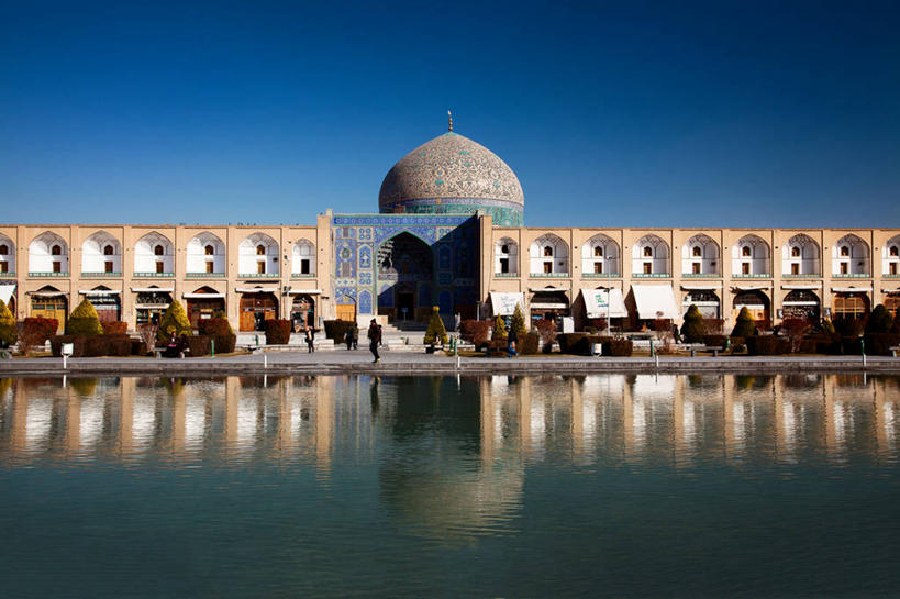 横图,室外,白天,建筑,伊朗,反射,池塘,摄影,宗教,伊斯兰教,圆顶建筑,宗教建筑,清真寺,伊斯法罕,彩图