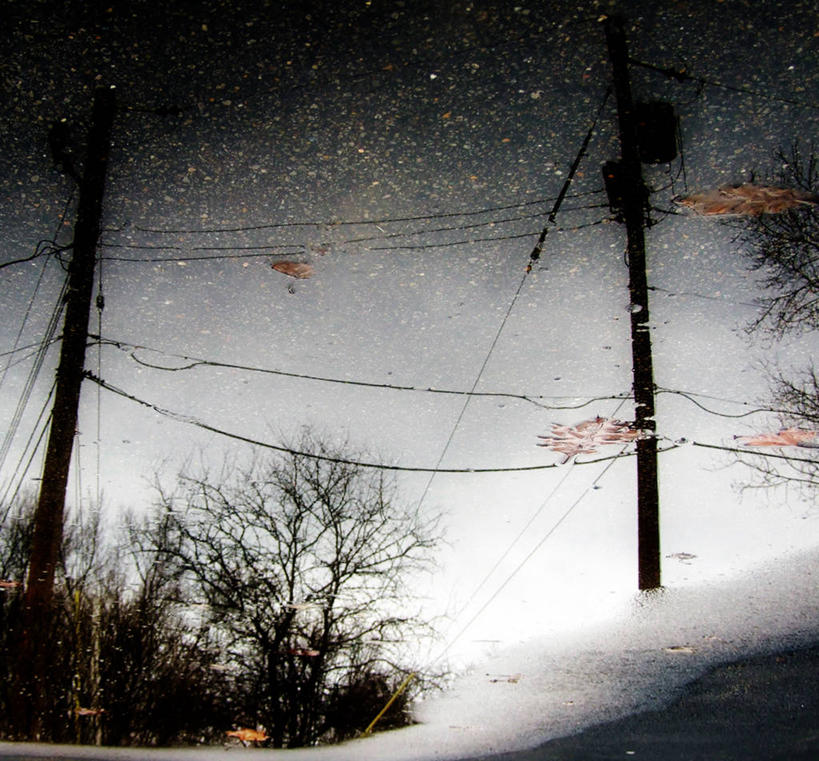 无人,横图,室外,特写,白天,夜晚,通讯,水,雪,风,路,反射,电线杆,冬天,天气,联系,树,电话线,寒冷,摄影,沥青,水坑
