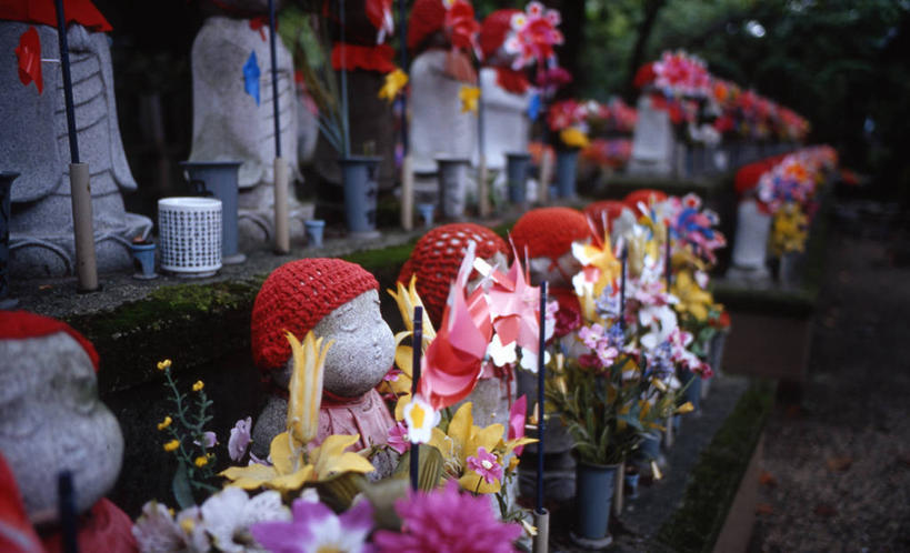 无人,寺庙,横图,室外,白天,花瓶,东京,日本,一排,许多,丰富,日本文化,整齐,雕像,首都,很多,花,排列,摄影,宗教,佛教,宗教建筑,队列,记忆,地藏菩萨,美术工艺,对焦