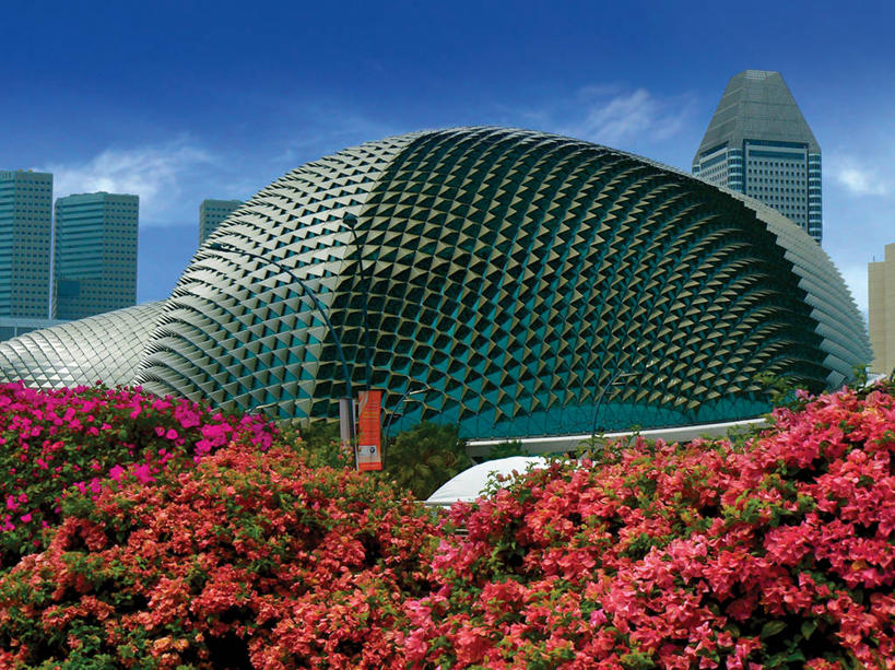 无人,横图,室外,白天,建筑,剧院,新加坡,首都,现代,花,花朵,地标建筑,摄影,新加坡市,旅行