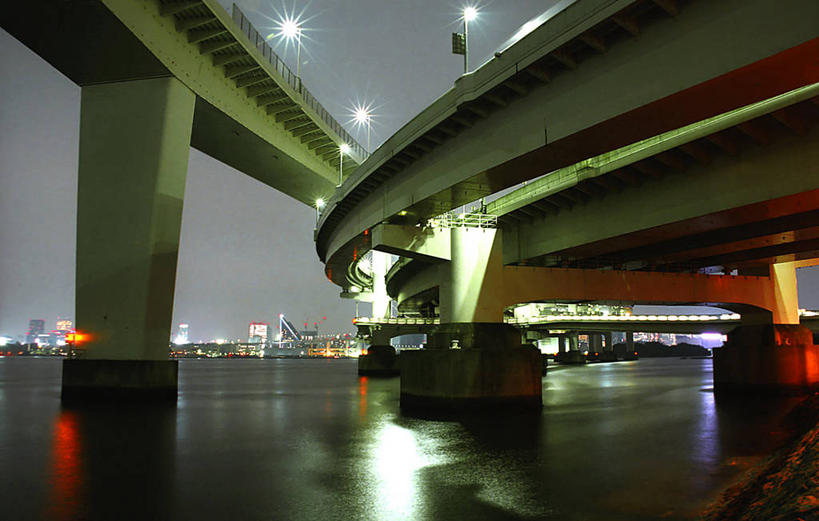 无人,横图,室外,夜晚,城市,建筑,东京,日本,桥,光亮,关东地区,首都,运输,摄影,照亮,东亚,台场,东京彩虹桥