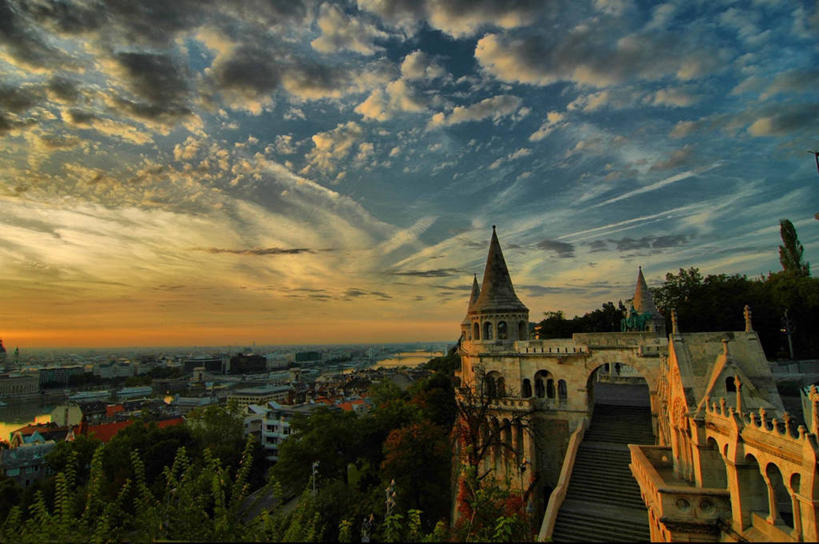 无人,横图,俯视,室外,建筑,云,首都,宏伟,历史,自然,黄昏,地标建筑,摄影,环境,布达佩斯,欧洲文化,匈牙利共和国,渔人堡,高角度拍摄,旅行,城堡峰