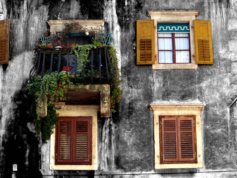 无人,横图,室外,白天,窗户,建筑,克罗地亚,堆积,古典,打开,摄影,生长,风化,开启,巴尔干,风蚀,石化,风蚀地貌,岩石层,岩石