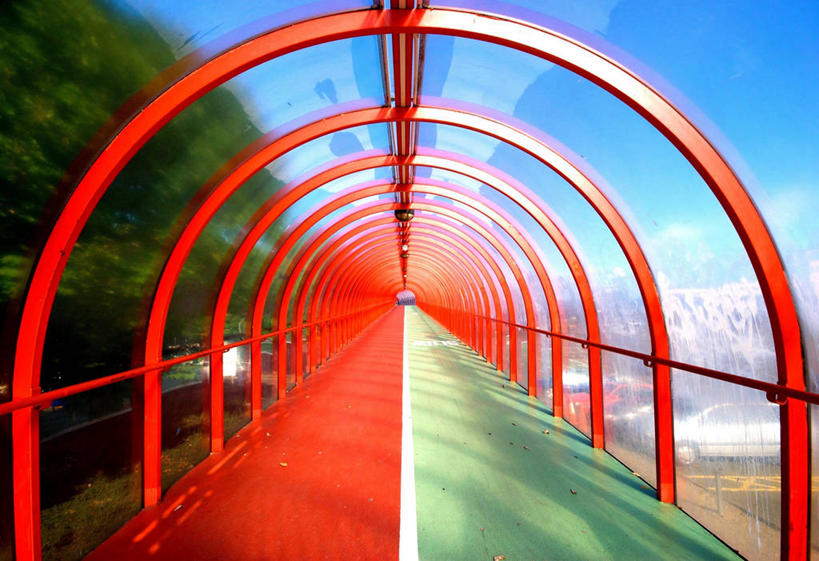 无人,横图,室内,白天,建筑,英国,隧道,苏格兰,树,红色,天空,摄影,北欧,万里无云,格拉斯哥,旅行