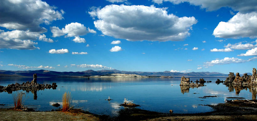 无人,横图,全景,室外,白天,湖,美景,美国,反射,景观,云,风景,自然,景色,摄影,宁静,环境,北美,北美洲,岩层,加利福尼亚,自然风光,美洲,积雨云,加州,沉积岩,加利福尼亚州,金州,黄金州,北亚美利加洲,亚美利加洲,盐湖,蒙罗湖,莫诺县,岩石,旅行,美利坚合众国