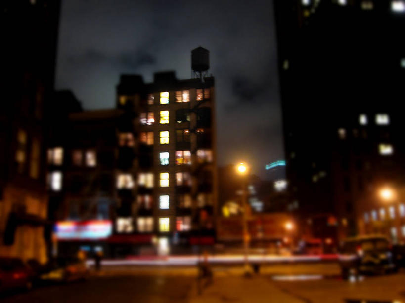 无人,横图,室外,夜晚,夜生活,建筑,街道,路灯,纽约,美国,光亮,摄影,照亮,照明设备,纽约州