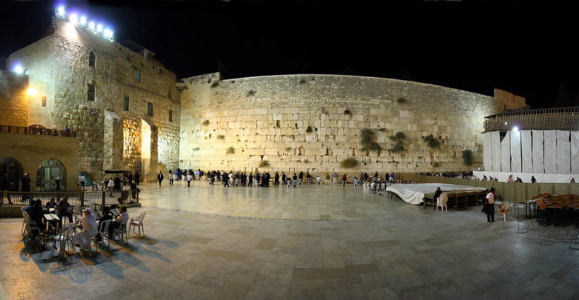 横图,室外,夜晚,旅游,度假,建筑,以色列,古城,围墙,光亮,首都,历史,石墙,地标建筑,摄影,宗教,照亮,中东,宗教建筑,哭墙,耶路撒冷,灵性,旅行,耶路撒冷旧城