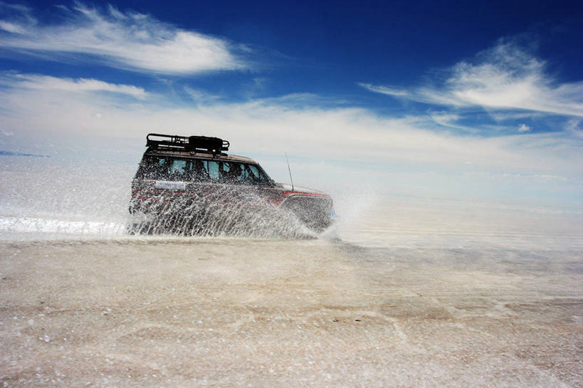 无人,横图,室外,白天,探险,玻利维亚,溅,云,天空,自然,南美,运输,摄影,迅速,环境,四驱车,盐湖,盐滩,乌尤尼盐湖,旅行