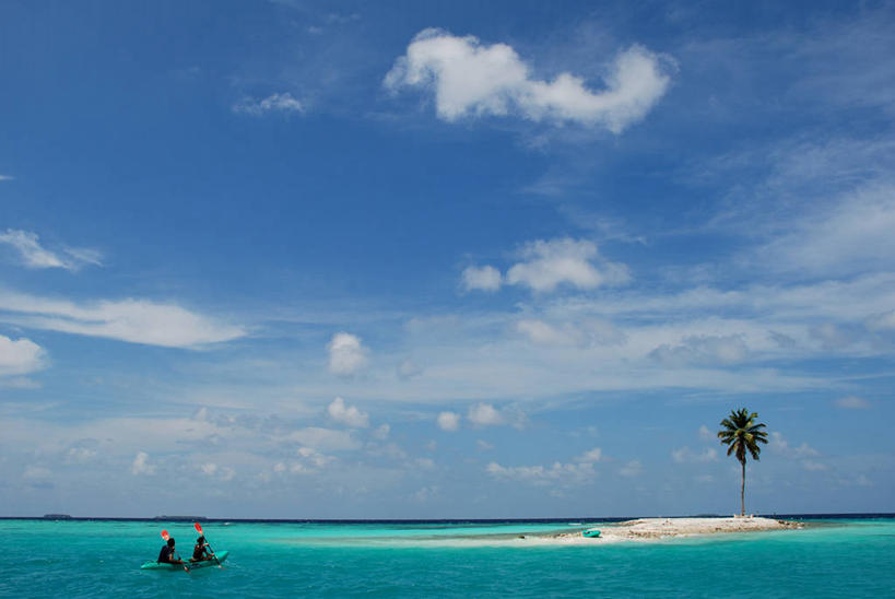 划船,两个人,坐,横图,室外,白天,海洋,水,棕榈树,马尔代夫,划桨,朦胧,模糊,地平线,水平线,天空,运输,摄影,印度洋,冒险,休闲活动,旅行,皮船