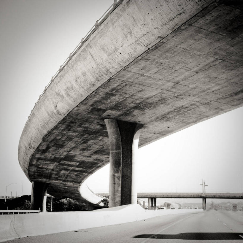 无人,方图,黑白,室外,白天,仰视,建筑,立交桥,美国,形状,弯曲,路口,联系,运输,摄影,工程,圣何塞,低角度拍摄,旅行