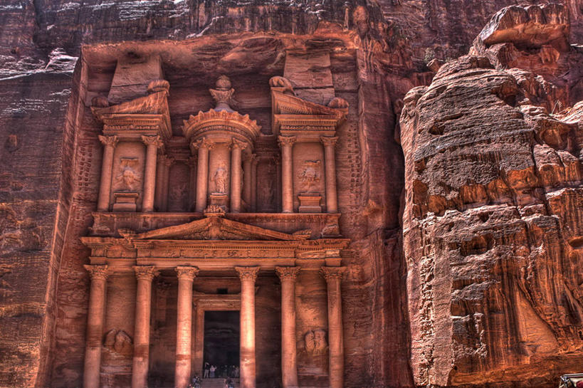 无人,横图,室外,白天,仰视,建筑,约旦,历史,废墟,地标建筑,摄影,财政部,考古学,中东,政府,佩特拉,低角度拍摄,旅行