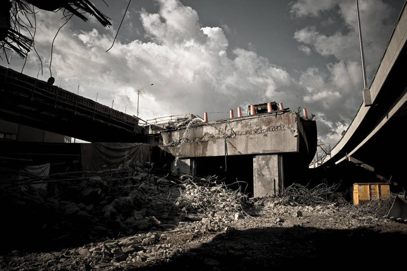 无人,横图,室外,白天,建筑业,公路,加拿大,云,破坏,破损,天空,摄影,损坏,下降,毁灭,魁北克,倒塌,危险,损失