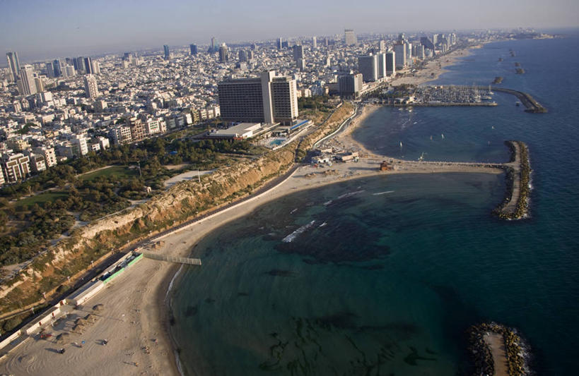 无人,横图,俯视,室外,白天,度假,海洋,美景,天际线,城市风光,城市,建筑,以色列,沙子,海岸线,景观,娱乐,享受,休闲,景色,放松,摄影,宁静,中东,地中海,特拉维夫,海滩,高角度拍摄,旅行
