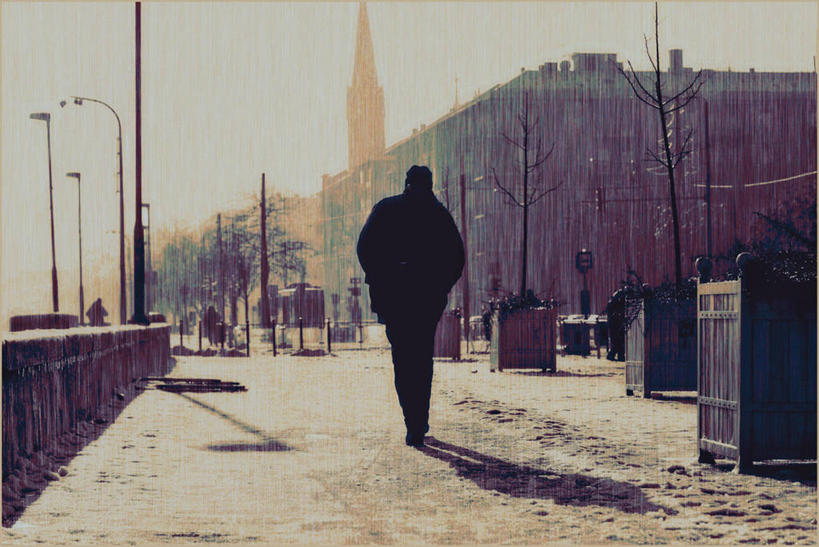 成年人,一个人,横图,室外,白天,城市,建筑,路灯,仅一个男性,阴影,首都,背面,摄影,布达佩斯,匈牙利共和国,步行