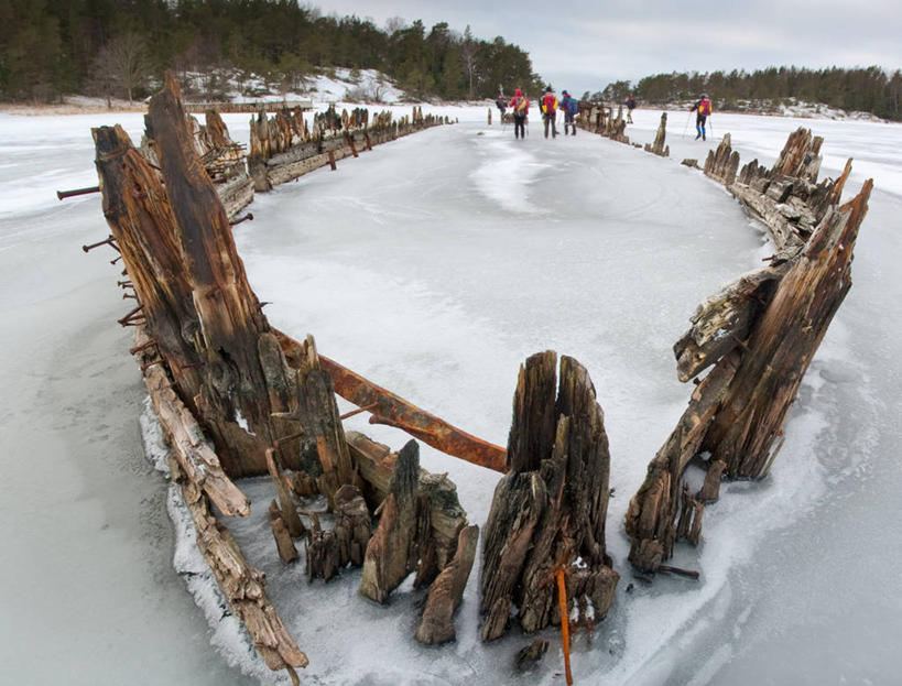 横图,室外,白天,滑冰,雪,瑞典,木制,钉子,冰,首都,树,天空,自然,寒冷,运输,摄影,下降,斯堪狄纳维亚半岛,海难,群岛,过去