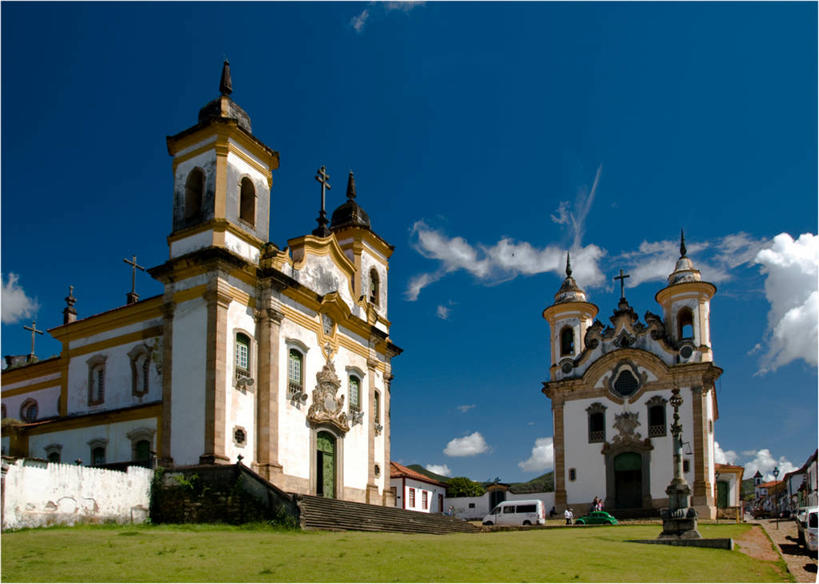 教堂,横图,室外,白天,建筑,巴西,十字架,云,历史,南美,摄影,宗教,基督教,米纳斯吉拉斯州,巴西文化