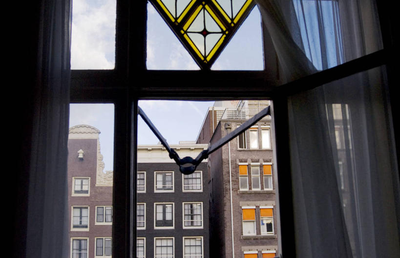 无人,横图,室内,白天,窗户,窗帘,城市,建筑,荷兰,云,首都,天空,摄影,窗框,阿姆斯特丹,彩图