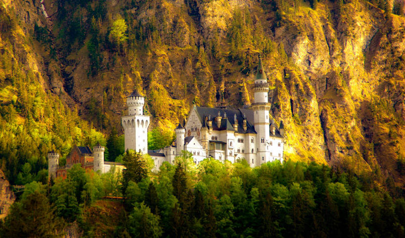 无人,横图,室外,白天,森林,建筑,德国,城堡,幻想,摄影,德国文化,中欧,岩石,彩图,旅行,过去,高动态范围成像