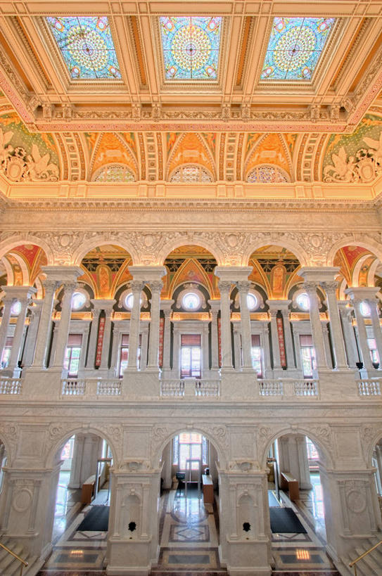 无人,竖图,室内,白天,重复,窗户,天花板,建筑,美国,对称,拱门,门口,首都,大厅,摄影,政府,政治,华盛顿特区,美国国会图书馆,彩图