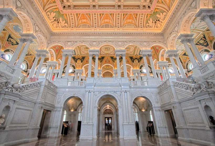 无人,横图,室内,白天,重复,窗户,天花板,建筑,美国,对称,拱门,门口,首都,大厅,摄影,政府,政治,华盛顿特区,美国国会图书馆,彩图