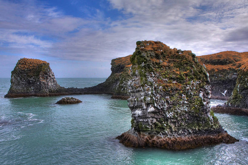 无人,横图,室外,白天,海洋,美景,冰岛,地形,海岸线,景观,悬崖,风景,自然,景色,摄影,宁静,岩层,自然风光,斯奈山半岛,岩石,彩图