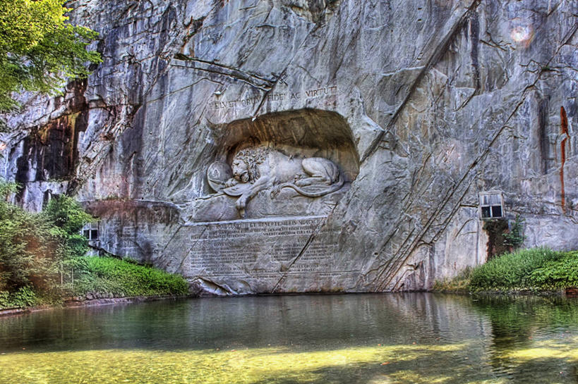 无人,横图,室外,白天,狮子,雕塑,瑞士,池塘,历史,地标建筑,摄影,洞穴,纪念,留念,怀念,中欧,卢塞恩,彩图,法国大革命