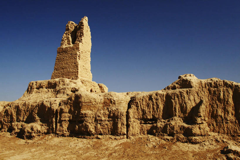 无人,宫殿,横图,室外,白天,塔,历史,废墟,摄影,吐鲁番,万里无云,新疆维吾尔自治区,古代文明,岩石,彩图,旅行,过去