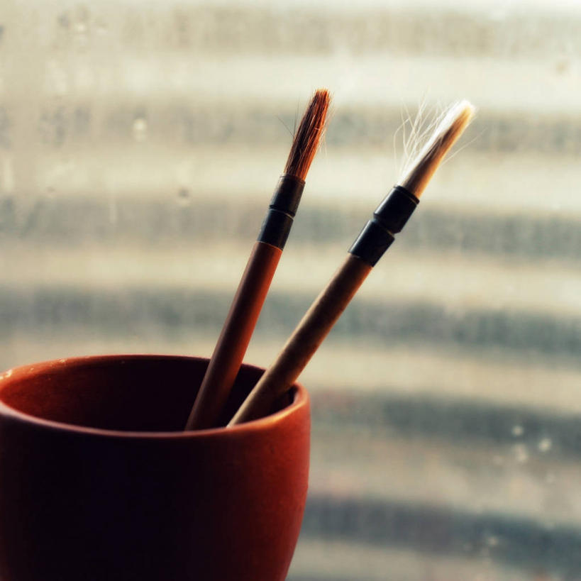 无人,方图,室内,特写,白天,餐具,美国,艺术,书法,文字,杯,三个,画笔,摄影,盐湖城,美术工艺,彩图,盐湖县