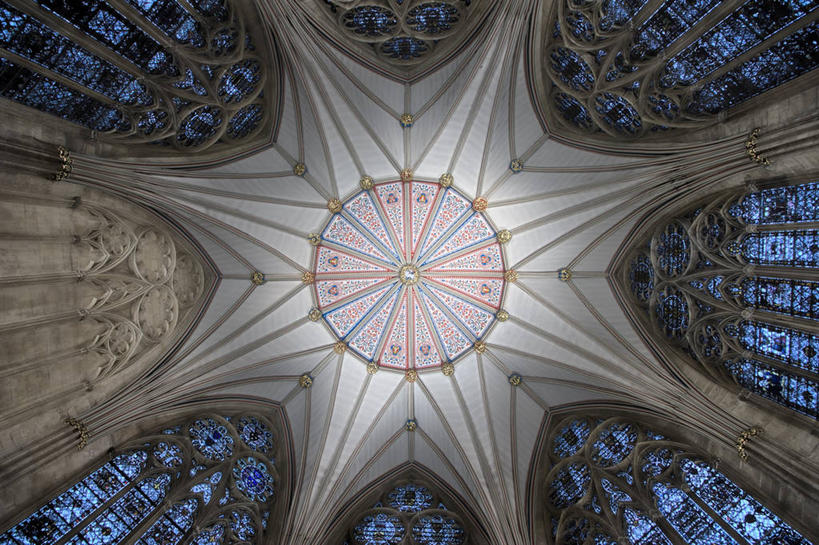 无人,横图,室内,白天,仰视,窗户,天花板,建筑,英国,形状,对称,拱门,宏伟,注视,历史,观察,看,星形,摄影,观看,复杂,察看,圆顶建筑,关注,北欧,哥特式风格,约克大教堂,约克郡,彩色玻璃,北约克郡,设计,彩图,低角度拍摄,大教堂