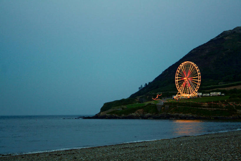 无人,横图,室外,留白,海洋,山,爱尔兰,地形,海岸线,风景,黄昏,摄影,宁静,照亮,北欧,大转轮,伦斯特省,威克洛郡,海滩,彩图,布雷