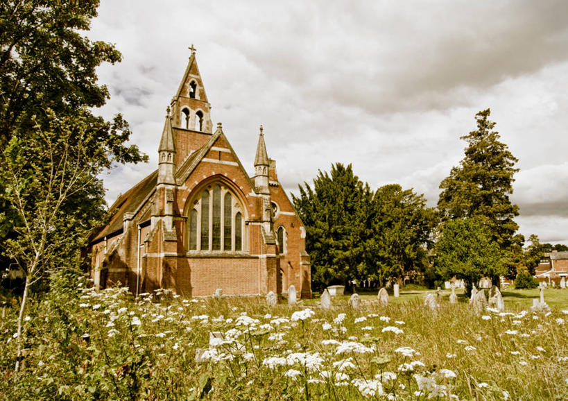 无人,教堂,横图,室外,白天,旅游,度假,草地,美景,建筑,英国,景观,田地,娱乐,花,树,自然,夏天,享受,休闲,景色,放松,摄影,基督教,自然风光,北欧,肯特,彩图,海斯