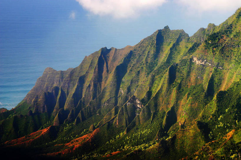 无人,横图,俯视,室外,白天,海洋,美景,山,美国,景观,绿色,风景,自然,陡峭,景色,摄影,生长,热带气候,自然风光,考艾岛,太平洋岛屿,自然地理,彩图,高角度拍摄