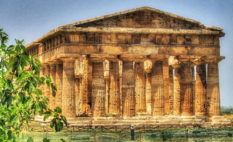 无人,横图,室外,白天,建筑,意大利,历史,古罗马,废墟,摄影,考古学,意大利文化,万里无云,坎帕尼亚,萨勒诺,彩图,过去