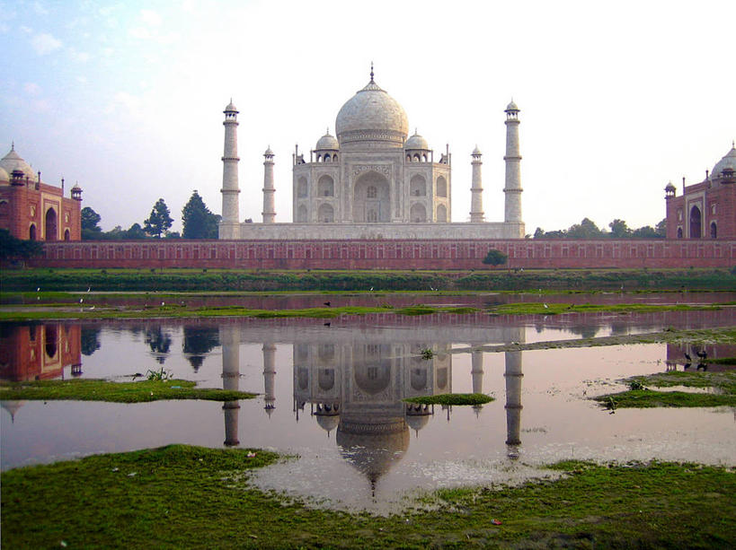无人,宫殿,横图,室外,河流,建筑,泰姬陵,印度,对称,反射,云,尖顶,天空,黄昏,摄影,圆顶建筑,华贵,阿格拉,拉贾斯坦邦,彩图
