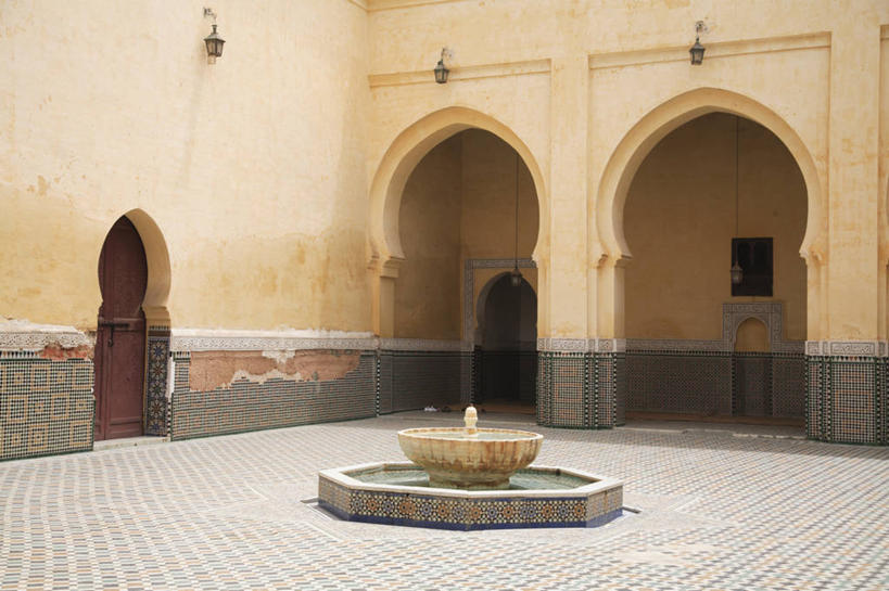 无人,横图,室外,白天,建筑,喷泉,非洲,摩洛哥,庭院,拱门,摄影,陵墓,北非,阿非利加洲,摩洛哥王国,梅克内斯,彩图