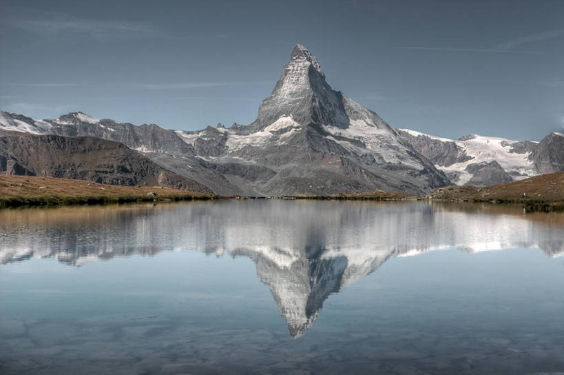 无人,横图,室外,白天,湖,山脉,雪,瑞士,对称,反射,地形,山顶,风景,摄影,宁静,完美,瓦莱斯州,策尔马特,马特洪峰,彩图,独处