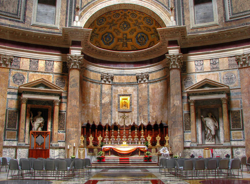 无人,教堂,横图,室内,白天,天花板,意大利,节日,对称,装饰,雕像,首都,文化,祈祷,健康,许愿,摄影,宗教,信仰,纪念,祈求,基督教,圆顶建筑,天主教,祭坛,意大利文化,罗马万神殿,平安,彩图