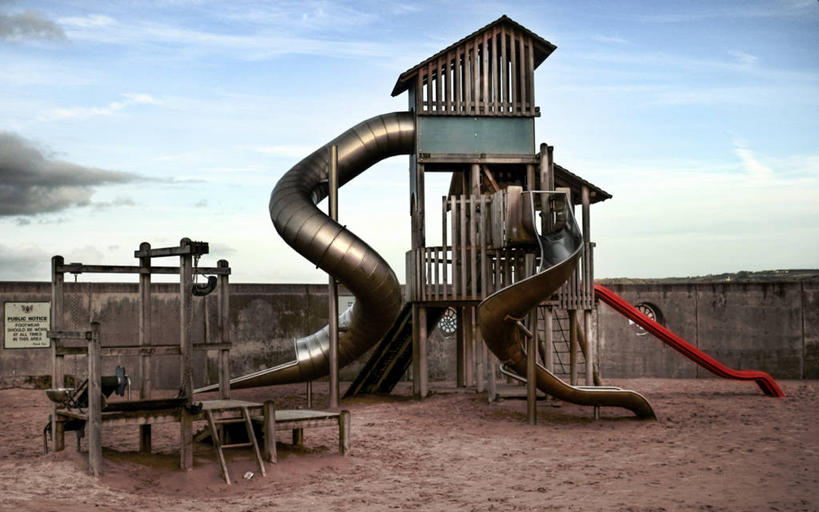 无人,横图,室外,白天,游乐场,英国,弯曲,木制,标志,沙子,云,围墙,天空,童年,摄影,安特里姆郡,彩图