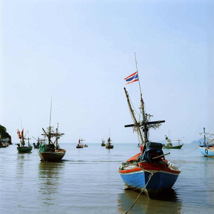 无人,方图,室外,白天,渔业,海洋,旗帜,泰国,停靠,水平线,天空,摄影,宁静,停泊,彩图